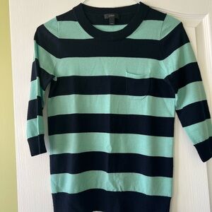 J. Crew Mint and Black Striped Top
